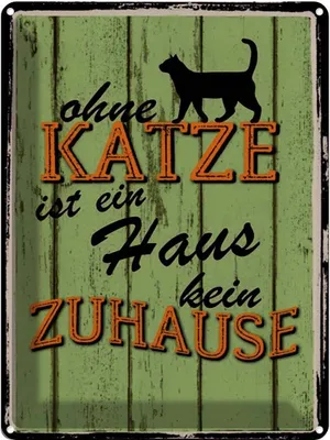 Produktbild von vianmo Blechschild 40x30 cm ohne Katze ist Haus kein Zuhause