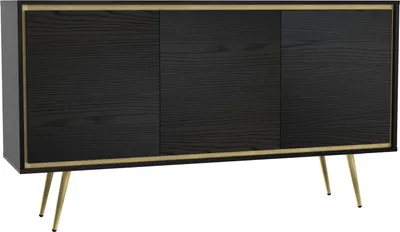 Produktbild von Kommode TORI TR-01 mit 3 Türen Sideboard 150 cm Mehrzweckschrank Anrichte Highboard SoftClose Push-to-Open Modern (Graphitschwarz)