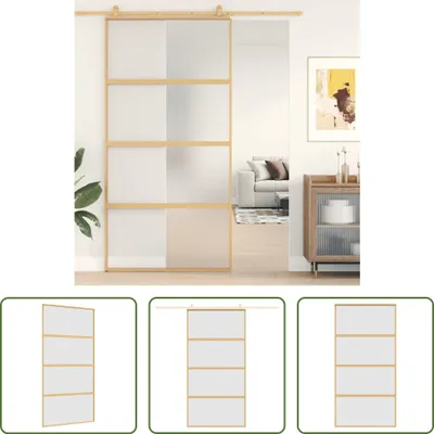 Zdjęcie produktu dla Drzwi przesuwne Living Store Golden 102,5x205 cm Matowe szkło ESG i aluminium