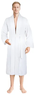Immagine prodotto di Accappatoio da uomo in cotone 100%, con tasche, colore bianco