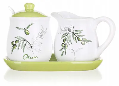 Produktbild von Banquet Keramik Set Milchkännchen Zuckerdose mit Olivenmotiv