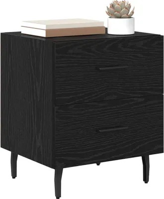 Image de vidaXL Table de nuit noir imitation chêne 40 x 35 x 47,5 cm Bois composite