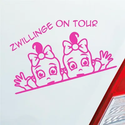 Produktbild von Auto Aufkleber Zwillinge on Tour Board Baby Mädchen 19x11 cm Pink Sticker Heckscheibenaufkleber