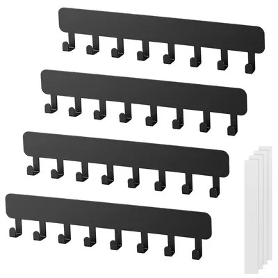 Schlüsselbrett-Set 4er, 8 Haken, 32x6,7 cm, schwarz, Metall