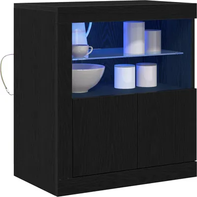 Obrázok produktu pre vidaXL LED komoda, čierna, 60,5 x 37 x 67 cm, drevotrieska