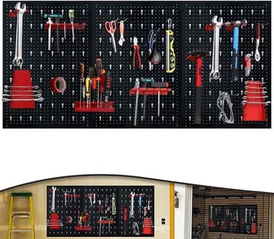 Produktbild von Famanu Werkzeugwand mit 17 Haken - Schwarz