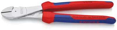 Produktbild von Knipex 74 05 250, Diagonale Zange, Chrom-Vanadium-Stahl, Kunststoff, Blau, Rot, 250 mm, 440 g