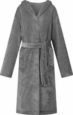 Produktbild von PUEAZU Bademantel Hoodie Dunkelgrau M Flanell - Decken &25316
