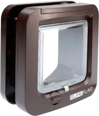 Productafbeelding van Kattenluik met microchipherkenning - op batterijen - voor deuren en glas en muren - 4 x AA - bruin