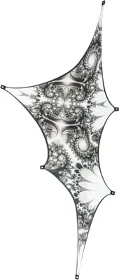 Produktbild von PSYWORK Schwarzlicht Segel Elasthan "Fractal White Black II Left", 1,50x2,75m