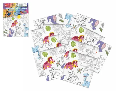 Image de Serviettes à colorier, 12 pièces, dinosaures, en plastique, dans un sachet, 30 x 42 x 1 cm