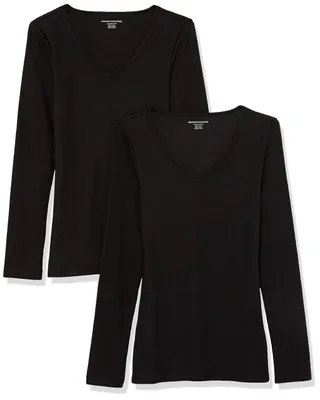 Immagine prodotto di A. Maglia a maniche lunghe aderente da donna, ideale per essere indossata a strati, con scollo a V (disponibile)
