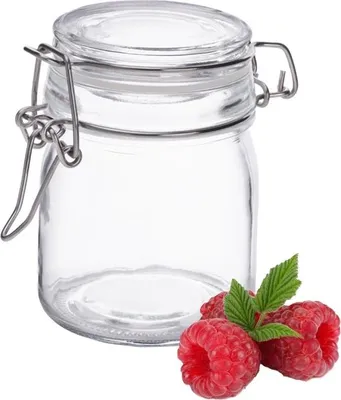 Produktbild von EDO Glasbehälter, 180 ml, luftdicht, mit Glasdeckel und Metall-Weckclip für Gewürze, Desserts, Chiasamen, Marmeladen