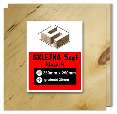 Zdjęcie produktu dla Sklejka brzozowa, formatki kwadratowe do grawerowania laserowego – CNC, modelarstwo, pirografia, decoupage, malowanie, dekoracje i rękodzieło DIY – klasa 4 – 25 × 25 cm (250 × 250 mm) – 30 mm – 5 szt.