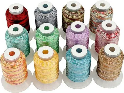 Produktbild von Famanu Polyester Maschinenborduurgarn Set – 12 bunte Farben, vielseitig einsetzbar