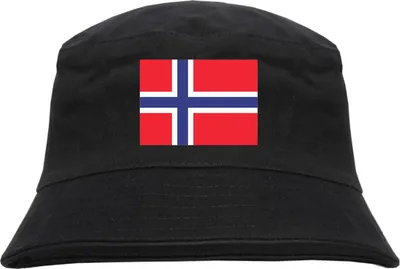 Produktbild von Norge Flagge Fischerhut - bedruckt - Bucket Hat Anglerhut Hut S/M Schwarz