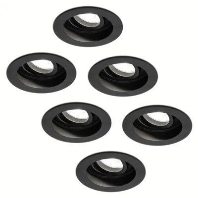 Image de HOFTRONIC - Spot LED encastrable Laredo 4W GU10 6500K 345lm Noir IP20 6 pièces Inclinable Dimmable