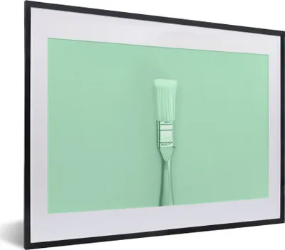 Produktbild von MuchoWow® MuchoWow® Gerahmtes Poster Mintgrüner Pinsel 40x30 cm - Poster mit zchwarzem Bilderrahmen - Bilderrahmen - Poster im Rahmen