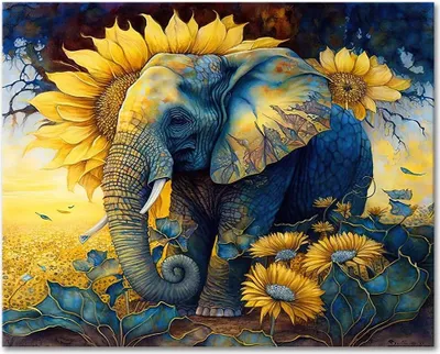 Immagine prodotto di Set di pittura con colori acrilici 16 x 20 cm Elefante