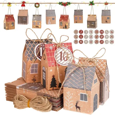 Productafbeelding van Adventskalender met 24 cadeautjes, nummerstickers, kersthuis