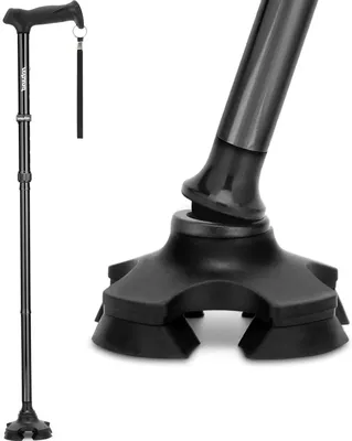 Image de Béquille pliable - Béquille légère - Pour une marche sécurisée - Permet de se tenir debout de manière autonome - Hauteur réglable de 78 à 96 cm - Noir