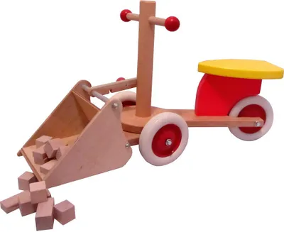 Produktbild von Holz Rutscher Radlader mit großer Schaufel aus Holz