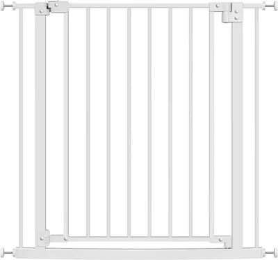 Produktbild von Treppenschutzgitter und Türschutzgitter 75-87 cm beidseitig drehbar | Weiß | 75–87 x 2,5 x 76 cm