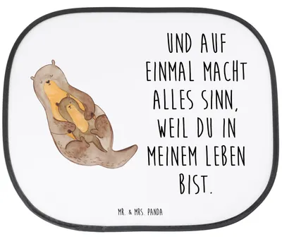 Produktbild von Mr. & Mrs. Panda Auto Sonnenblende Otter Kind - Weiß - Geschenk, Familie, Sonnenschutz Fürs, Baby, Seeotter, hitzeschutz, Mama, für Autoscheiben, Mutter