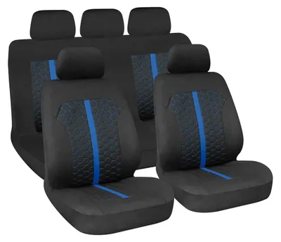 Produktbild von LAMPA Stinger Sitzschonbezug Vorne und Hinten Universal Polyester Schwarz Blau Sitzbezug