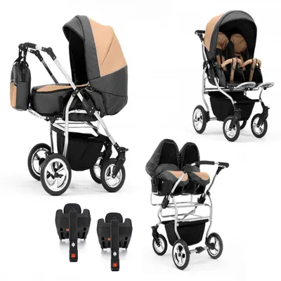 Produktbild von Zwillingskinderwagen 5 in 1 Duo inkl. Autositze und Iso Bases - 14 Teile -  in 20 Farben