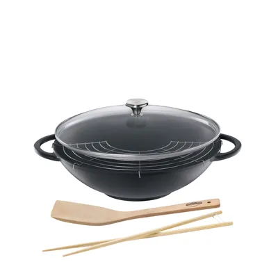Immagine prodotto di Küchenprofi Wok-Set mit Glasdeckel, 36 cm schwarz 415001037 4007371054034
