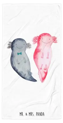 Produktbild von Mr. & Mrs. Panda Strandtuch Axolotl Freundin - Weiß - Geschenk, Liebe, Valentinstag, Strandlaken, Badehandtuch, Freund, Großes Handtuch