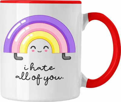 Produktbild von Trendation - I Hate All Of You Tasse Lustiger Spruch Ich Hasse Euch Alle Menschen Humor Fun Witziger Spruch Frauen (Rot)