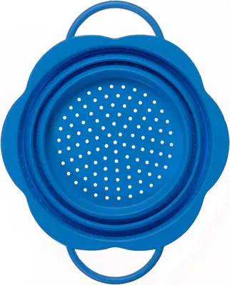 Produktbild von Kochblume Faltsieb M blau Silikon, Edelstahl 22929.08