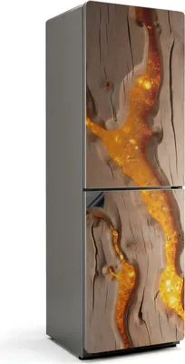 Produktbild von Natürliches Holzmuster mit Harz – Magnetische Kühlschrank Abdeckung – Dekorfolie magnetisch Küche – Kühlschrank Magnet Deko – selbstklebende Magnettafel – Magnetfolie für Kühlschranktür – 60x190 cm