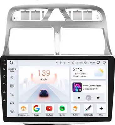 Immagine prodotto di Autoradio con Bluetooth, CarPlay, compatibile con Apple e Android, impianto stereo, navigatore, sistema di navigazione per Peugeot 307 / 307CC / 307SW (2002–2013)