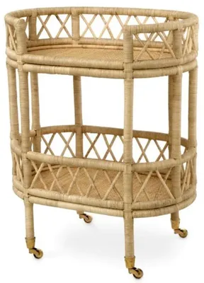 Produktbild von Casa Padrino Luxus Rattan Servierwagen Naturfarben 70 x 44 x H. 88 cm