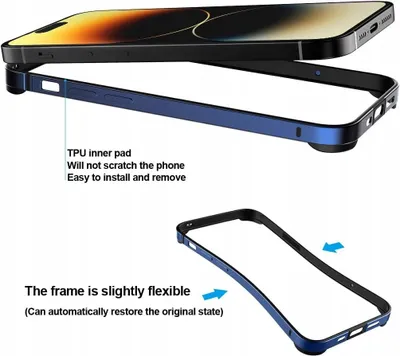 Zdjęcie produktu dla Etui metalowy bumper iPhone 14 Pro Max 6,7" + szkło Ochronne Obudowa