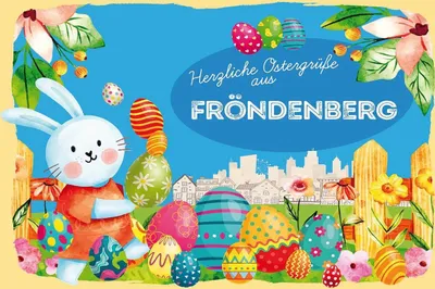 Produktbild von vianmo Holzschild 12x18 cm Ostergrüße FRÖNDENBERG