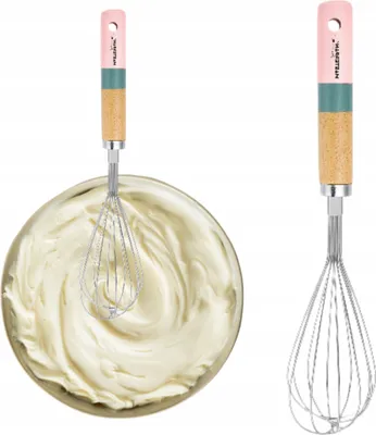 Image de Fouet professionnel 30 cm avec manche en bois, acier inoxydable