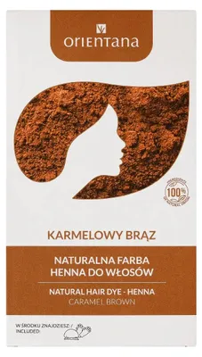 Obrázok produktu pre ORIENTANA BIO Henna - prírodná rastlinná farba na vlasy a starostlivosť, karamelovo hnedá, 100g
