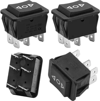 Produktbild von 4er Set Momentan Wippschalter Kippschalter (EIN)/AUS/(EIN) 6-PIN Taster für 12V & 230V
