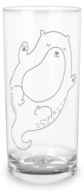 Produktbild von Mr. & Mrs. Panda Glas Otter Umarmen 400 ml - Transparent - Geschenk, Wasserbecher, glücklich, Optimistisch, gut Gelaunt, Cocktailglas, Tumbler, Trinkbecher, Seeotter See
