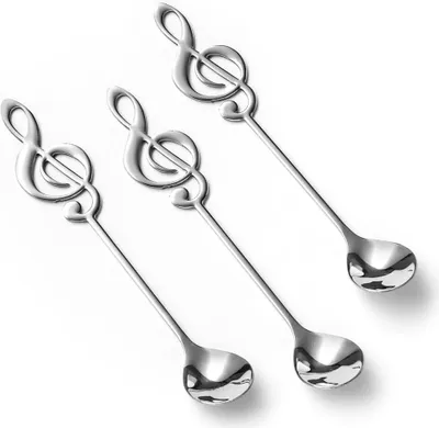 Produktbild von Silberne Musiklöffel - Bratschenschlüssel 3 Stück.