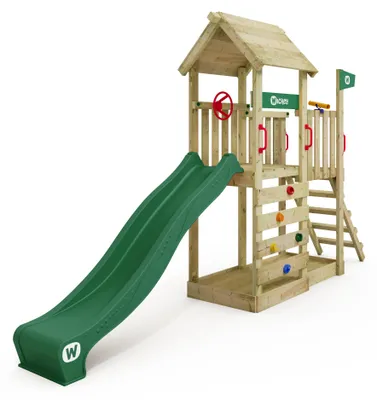 Produktbild von Spielturm Wickey JoyFlyer mit Rutsche, aus Holz für den Garten, grün