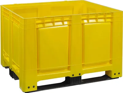 Produktbild von Palettenbox 1200x1000 mm versch. Farben - 3 Kufen - geschlossen : gelb Farbe: gelb