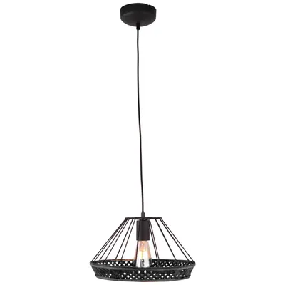 Image de Tory Lampe à suspendre 1 flamme noir mat/rattan
