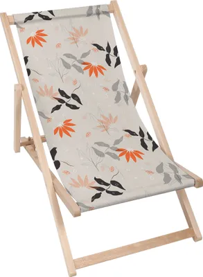 Produktbild von Dreamroots Liegestuhl klappbar Holz bis zu 130 kg, Sonnenliege klappbar mit 3-stufiger Neigungsregulierung der Rückenlehne, Sunny Autumn Flowers