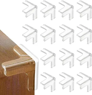 Obrázok produktu pre Unyqoos® Priehľadné samolepiace ochranné rohy, 14 kusov – Ochrana rohov nábytku pre bezpečnosť bábätiek a detí