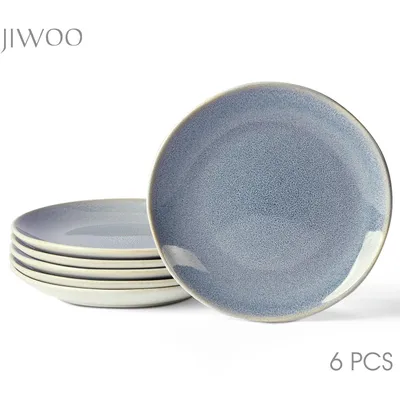 Produktbild von Teller Set 6-teiliges Ø19,5 cm Keramik Essteller, Speise- & Dessertteller Porzellantell 6 Personen Reactive Glaze, mikrowellen- & spülmaschinenfest
